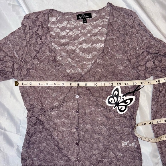 Self Esteem Women’s Purple L/S Lace Button-Up Shirt Top Chic Feminine - Picture 13 of 15